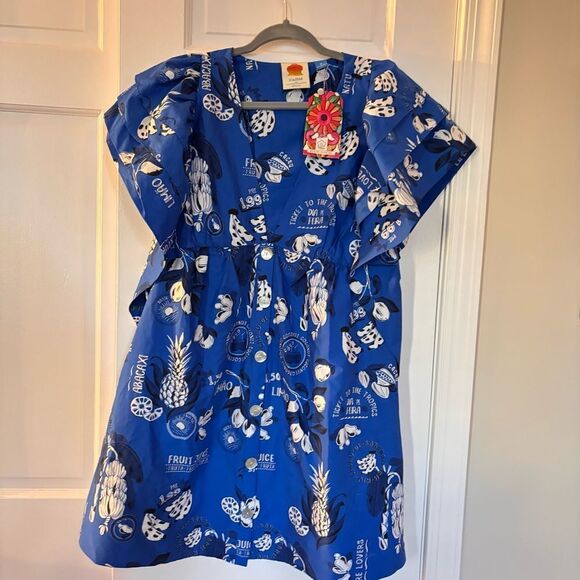 NWT FARM Rio Flutter Sleeve Babydoll Mini Dress MEDIUM - Picture 3 of 6